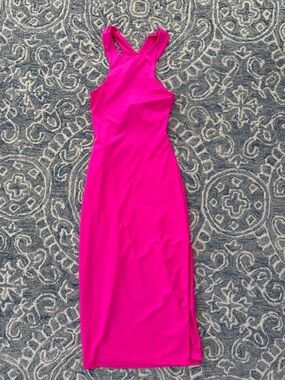 Women's Hot Pink Racerback Midi Dress